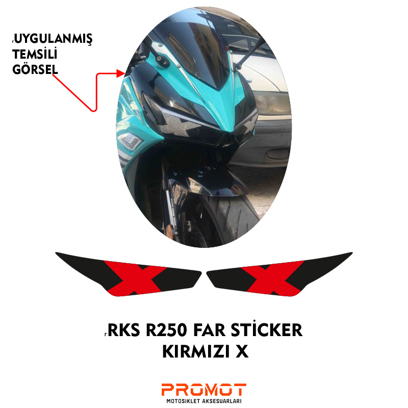 RKS R250 UYUMLU FAR KAPLAMA STİCKER KIRMIZI X 2023/24