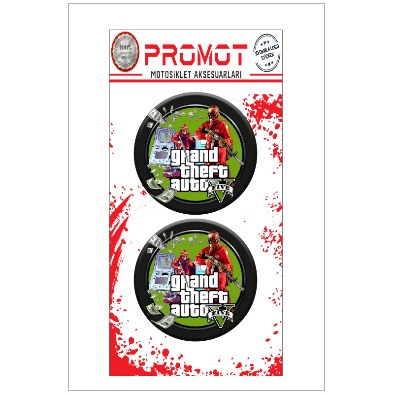 GRAND THEFT AUTO TASARIMLI 3D KABARTMALI DAMLA STİCKER 5CMx5CM 01