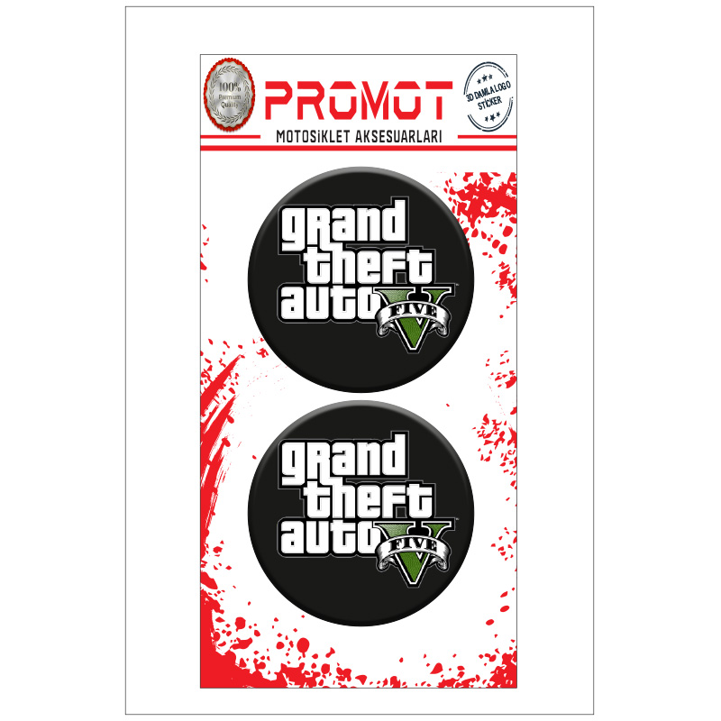 GRAND THEFT AUTO TASARIMLI 3D KABARTMALI DAMLA STİCKER 5CMx5CM 03