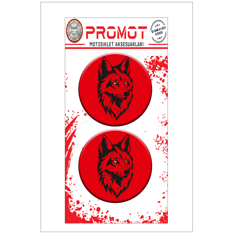 KURT WOLF TASARIMLI 3D KABARTMALI DAMLA STİCKER 5CMx5CM 02