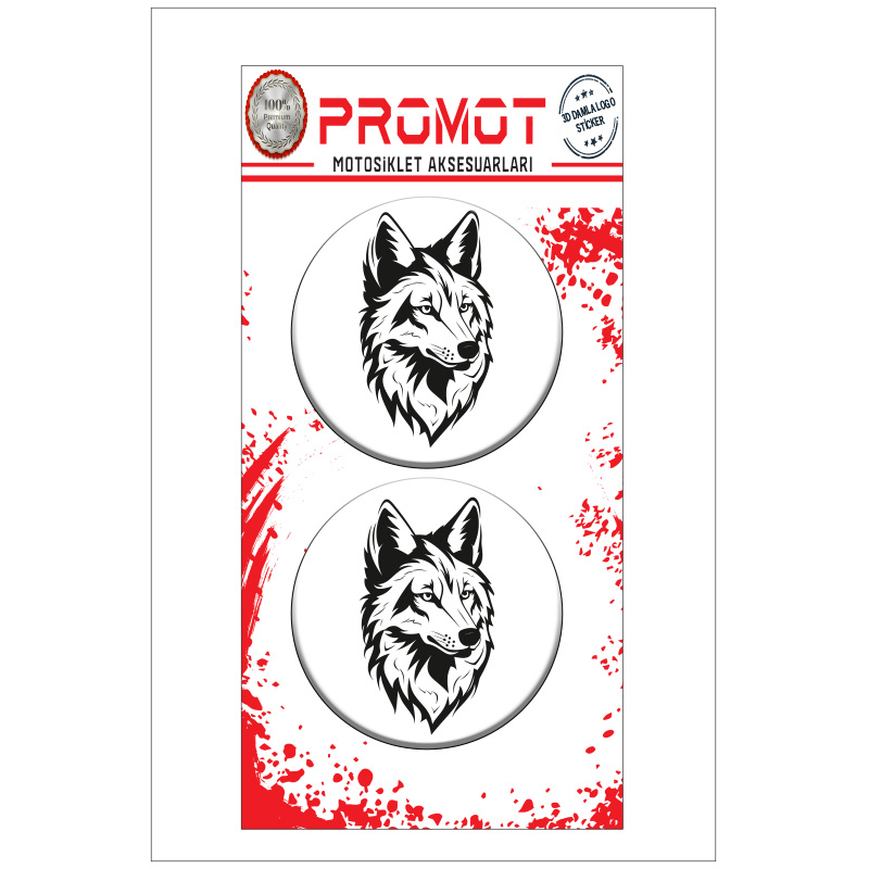 KURT WOLF TASARIMLI 3D KABARTMALI DAMLA STİCKER 5CMx5CM 03