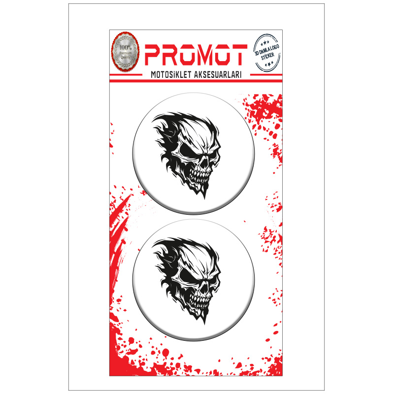 KURU KAFA 3D KABARTMALI DAMLA LOGO STİCKER 5cm 04