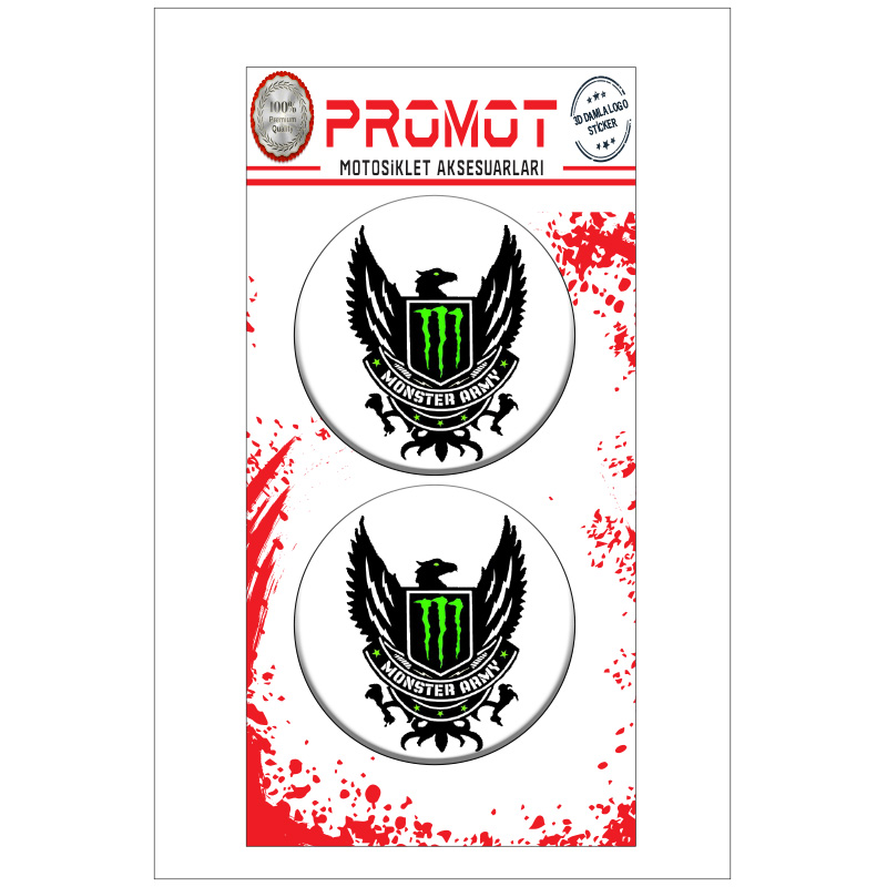 MONSTER 3D KABARTMALI DAMLA LOGO STİCKER 5cm 12
