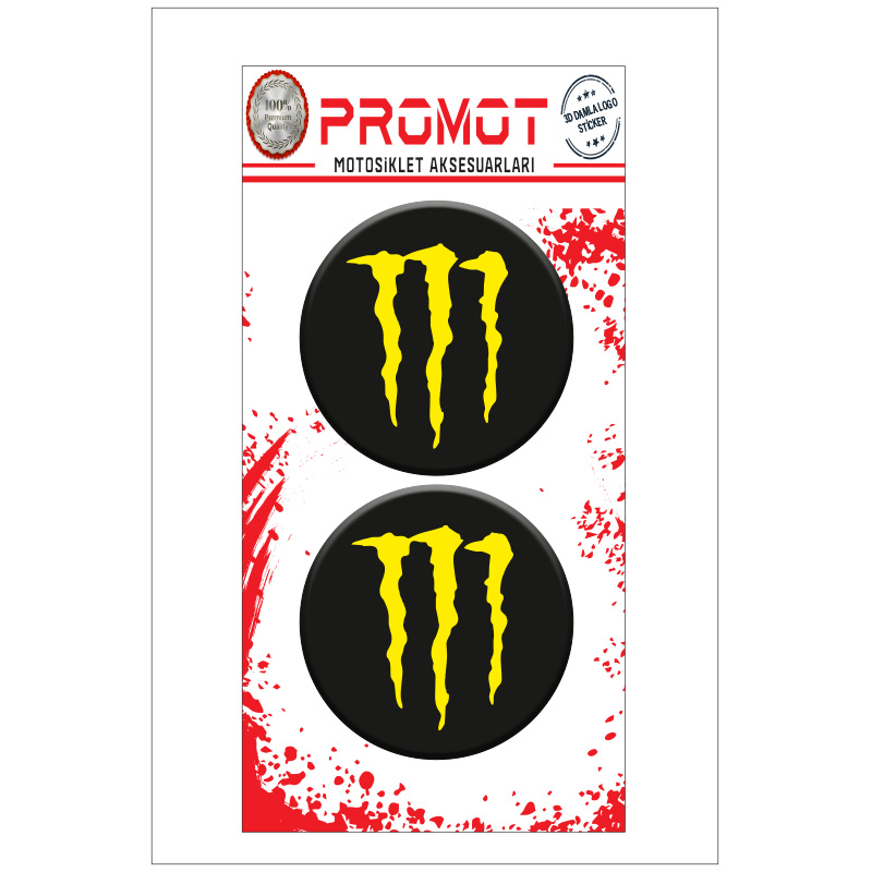 MONSTER 3D KABARTMALI DAMLA LOGO STİCKER 5cm 02