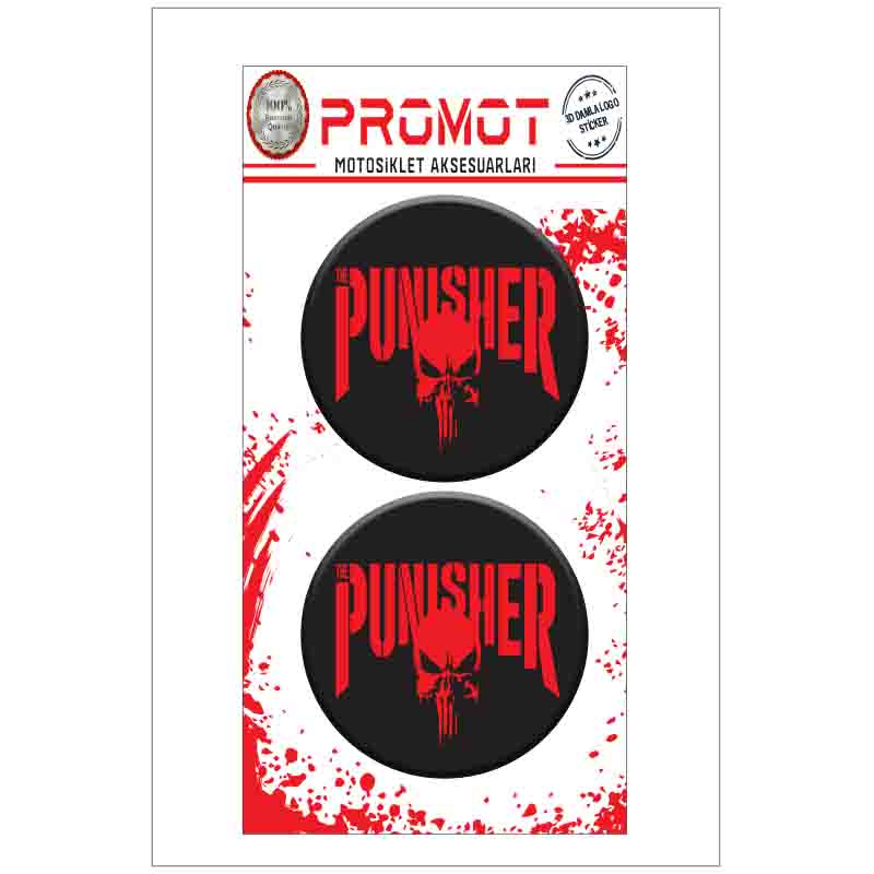 PUNISHER TASARIM 3D KABARTMALI DAMLA LOGO STİCKER 5cm 02