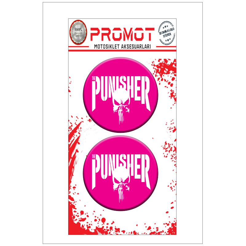 PUNISHER TASARIM 3D KABARTMALI DAMLA LOGO STİCKER 5cm 06
