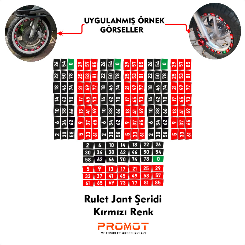 Rulet Jant Şeridi Kırmızı Renk 