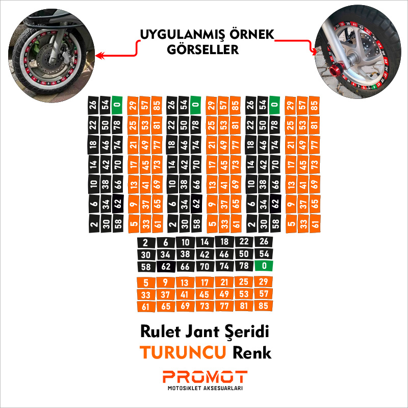 Rulet Jant Şeridi Turuncu Renk 