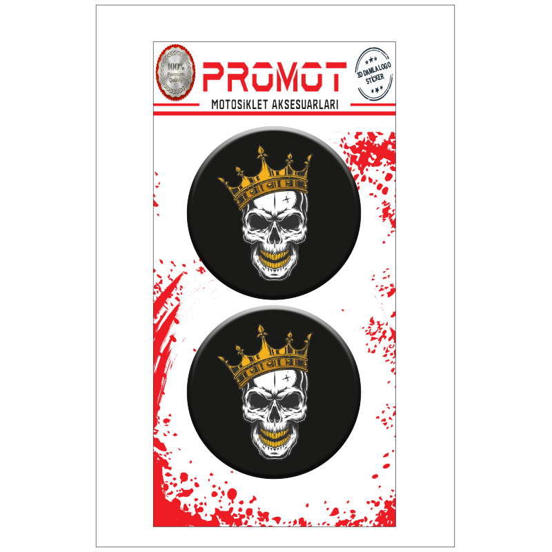 SKULL KURU KAFA TASARIMLI 3D KABARTMALI DAMLA LOGO STİCKER 5cm 01