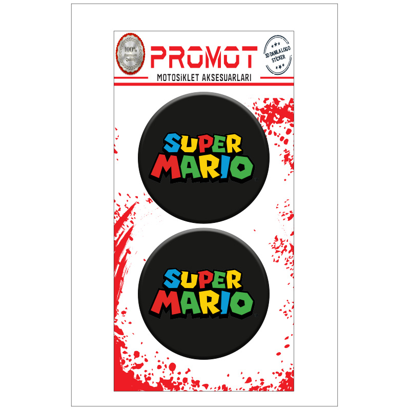 SÜPER MARİO TASARIMLI 3D KABARTMALI DAMLA LOGO STİCKER 5cm 01