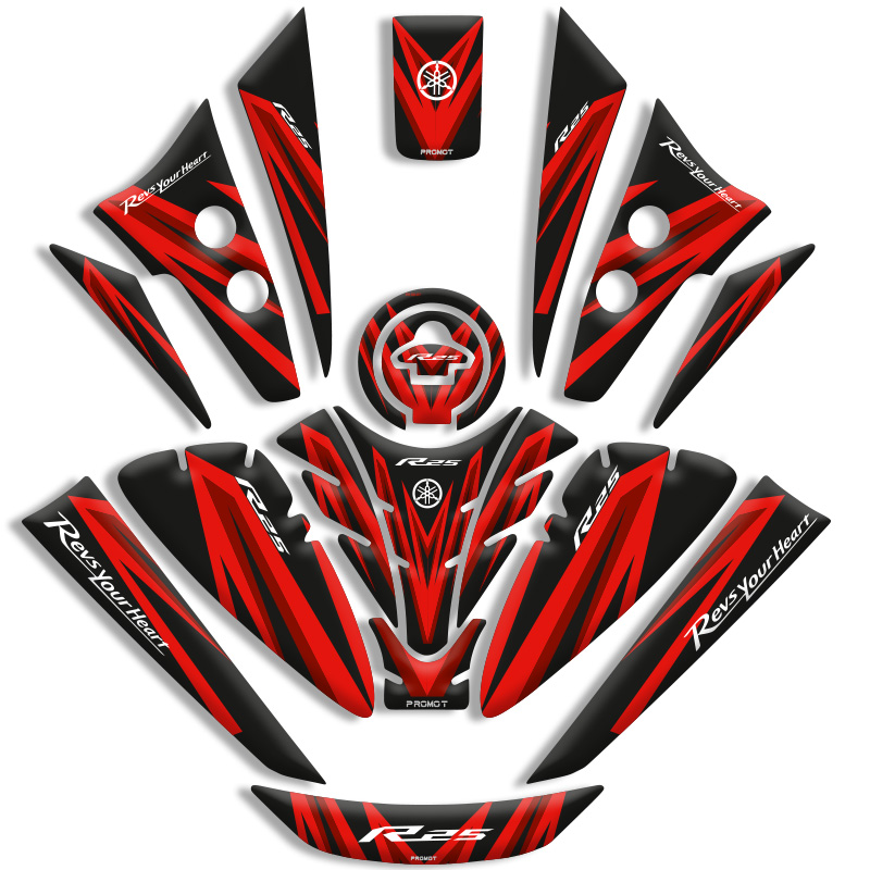YAMAHA R25 TANK PAD FULL SET (2019/2024) UYUMLU 06
