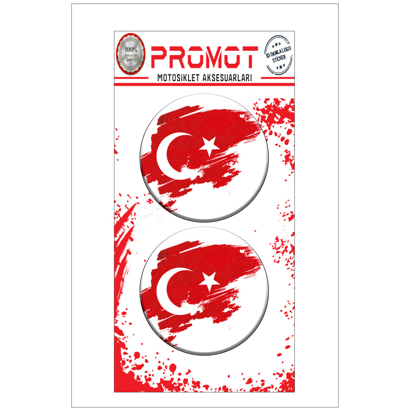 TÜRK BAYRAĞI 3D KABARTMALI DAMLA LOGO STİCKER 5cm 02