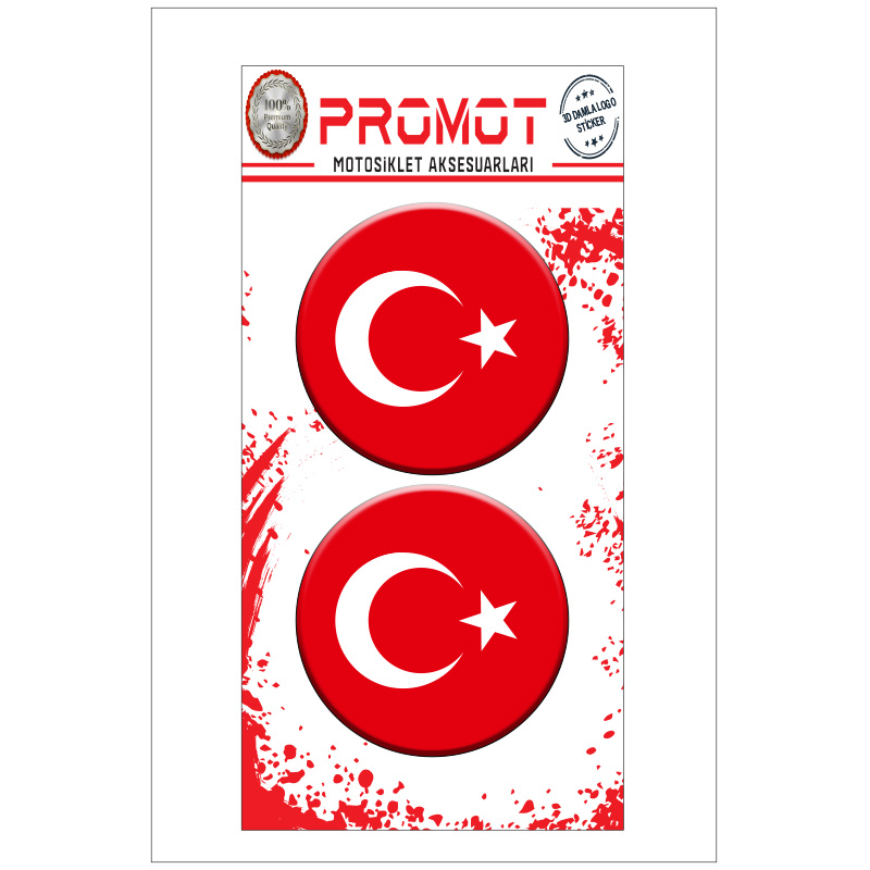 TÜRK BAYRAĞI 3D KABARTMALI DAMLA LOGO STİCKER 5cm 04