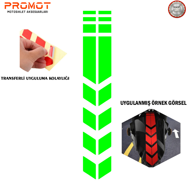 Motosiklet Çamurluk Sticker Fosfor Yeşil